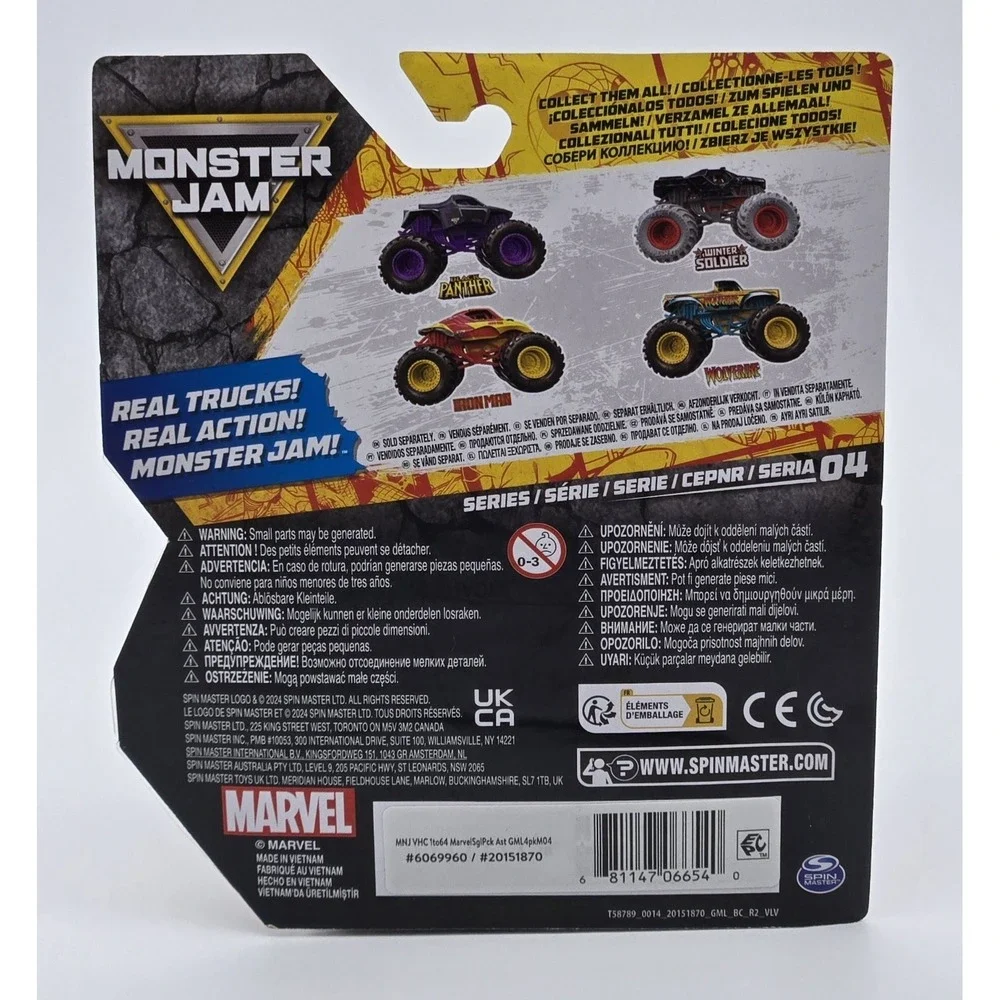 Spin Master Monster Jam Marvel Iron Man‎ Truck 1:64 Series 4 Die Cast New